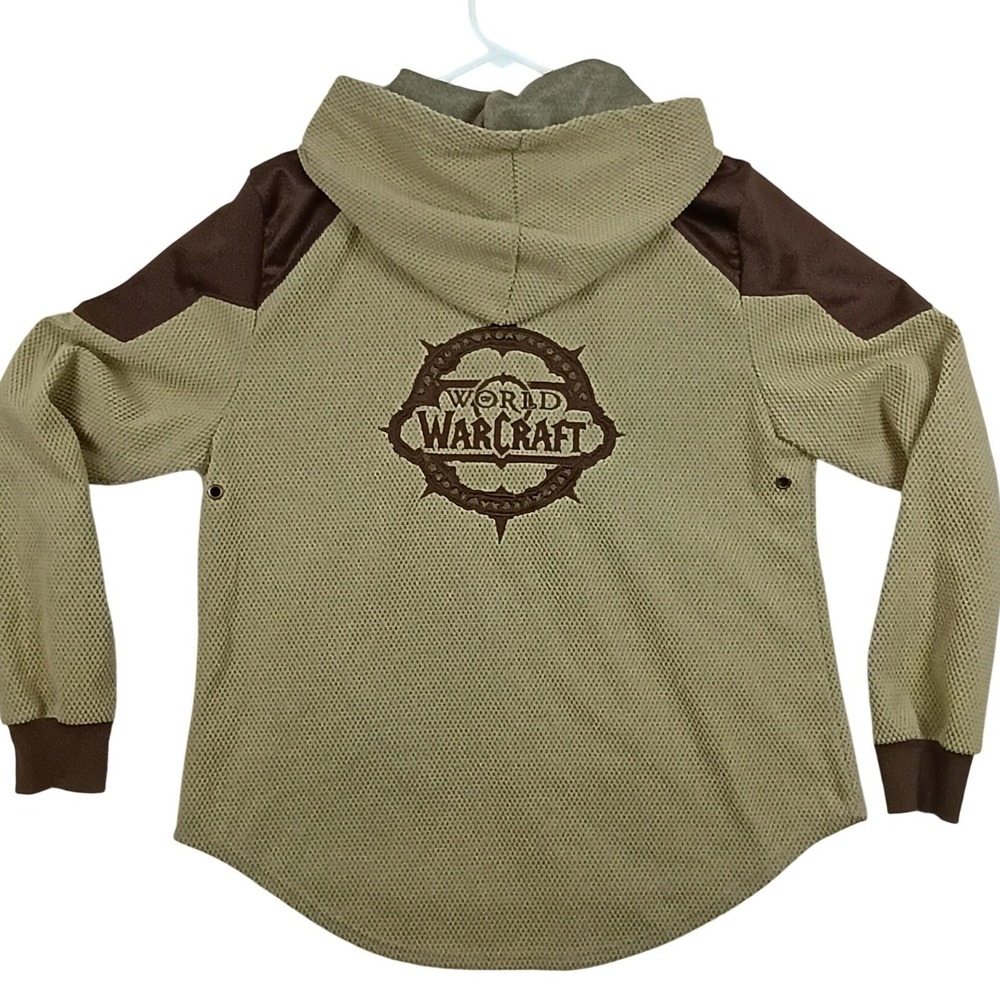 Blizzard Hoodie World of Warcraft Mens XL Brown Thermal Waffle Knit Gaming